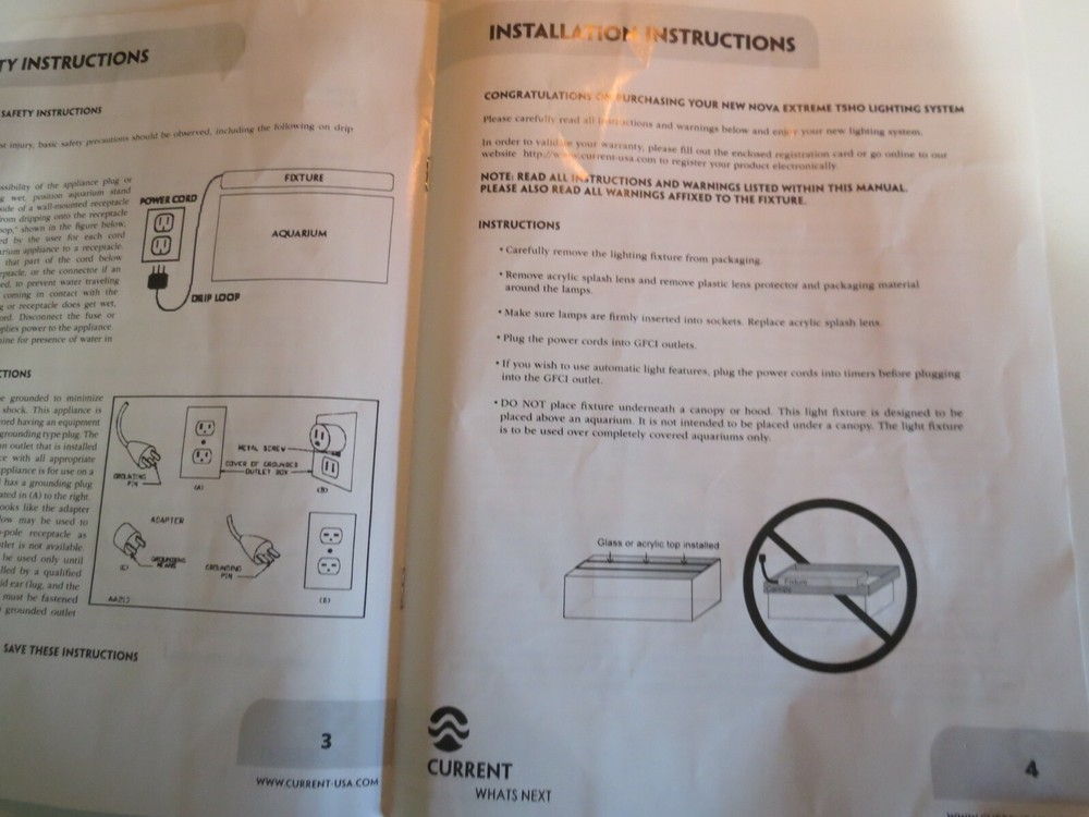Current Nova Extreme High Output T5 Lighting Systems Owner & Operations Manual