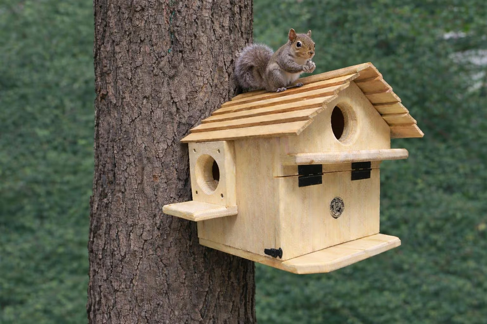 Extra Large Handmade Squirrel House -  Outdoor Nesting Box for Backyard Wildlife