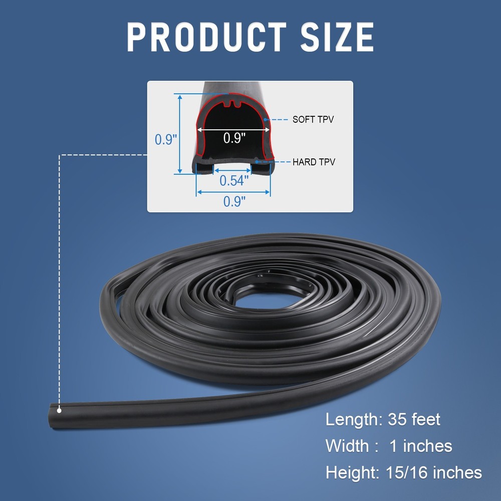 Rubber Black 018 312 EKD for 1″ X 15/16″ X 35' D Seal RV Slide Out System