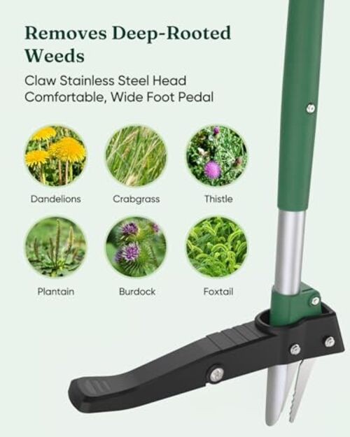 Stand Up Weed Puller Tool, Claw Garden Weed Removal Tool with Eject