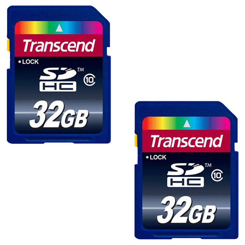 Two Transcend 32GB Class 10 SDHC Memory Cards ( TS32GSDHC10)