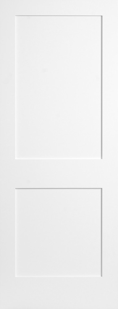 Prehung 2 Panel Flat Primed Mission Shaker Stile & Rail Solid Core Wood Doors
