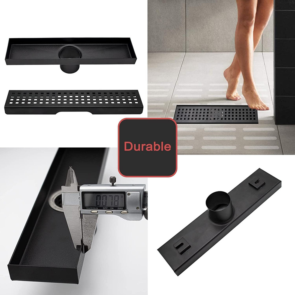 Drenaje Piso Ducha Lineal Rejilla Rectangular Acero Inoxidable Para Bano De 12"