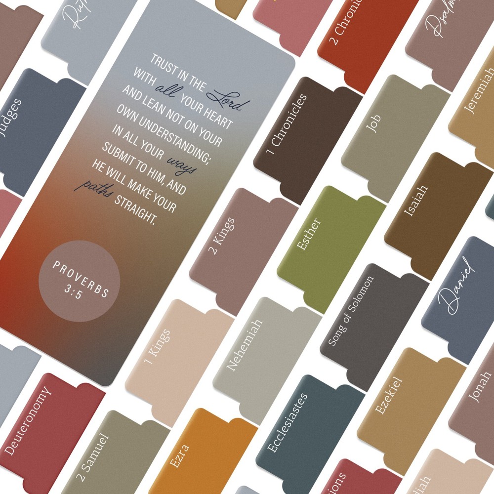 OFFILICIOUS 100 Rustic Soft-Touch, Laminated Bible Book Tabs for Bible Study