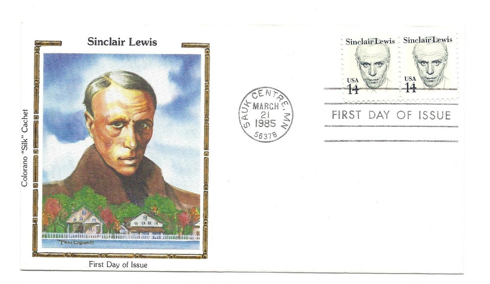 1856 14c Sinclair Lewis Colorano "Silk" Cachet, FDC