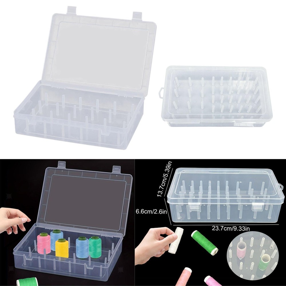 Transparent Sewing Thread Box, Empty Sewing Storage Box for Thread Spools,