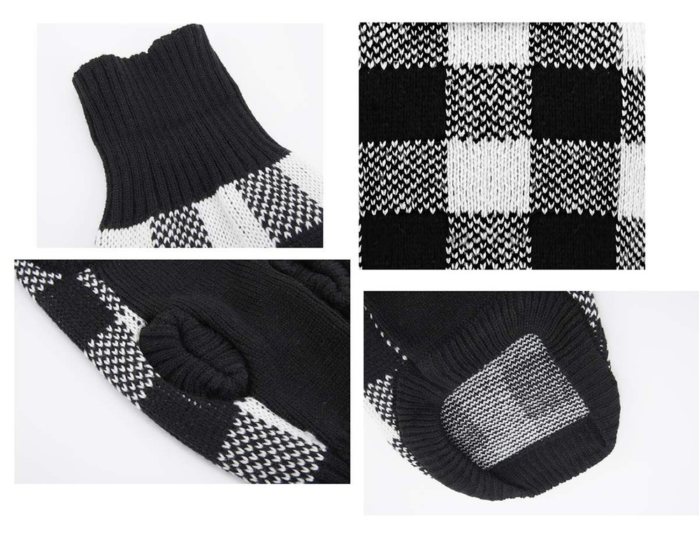 White Black Plaid Knitted Pet Xlarge Back 19"(26-42lbs),