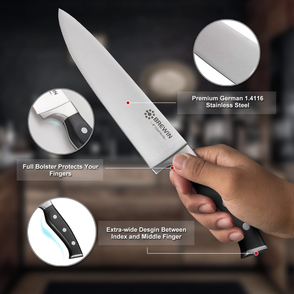 Professional Kitchen Knives, 3PC Chef Knife Set Sharp Knives for Kitchen High...