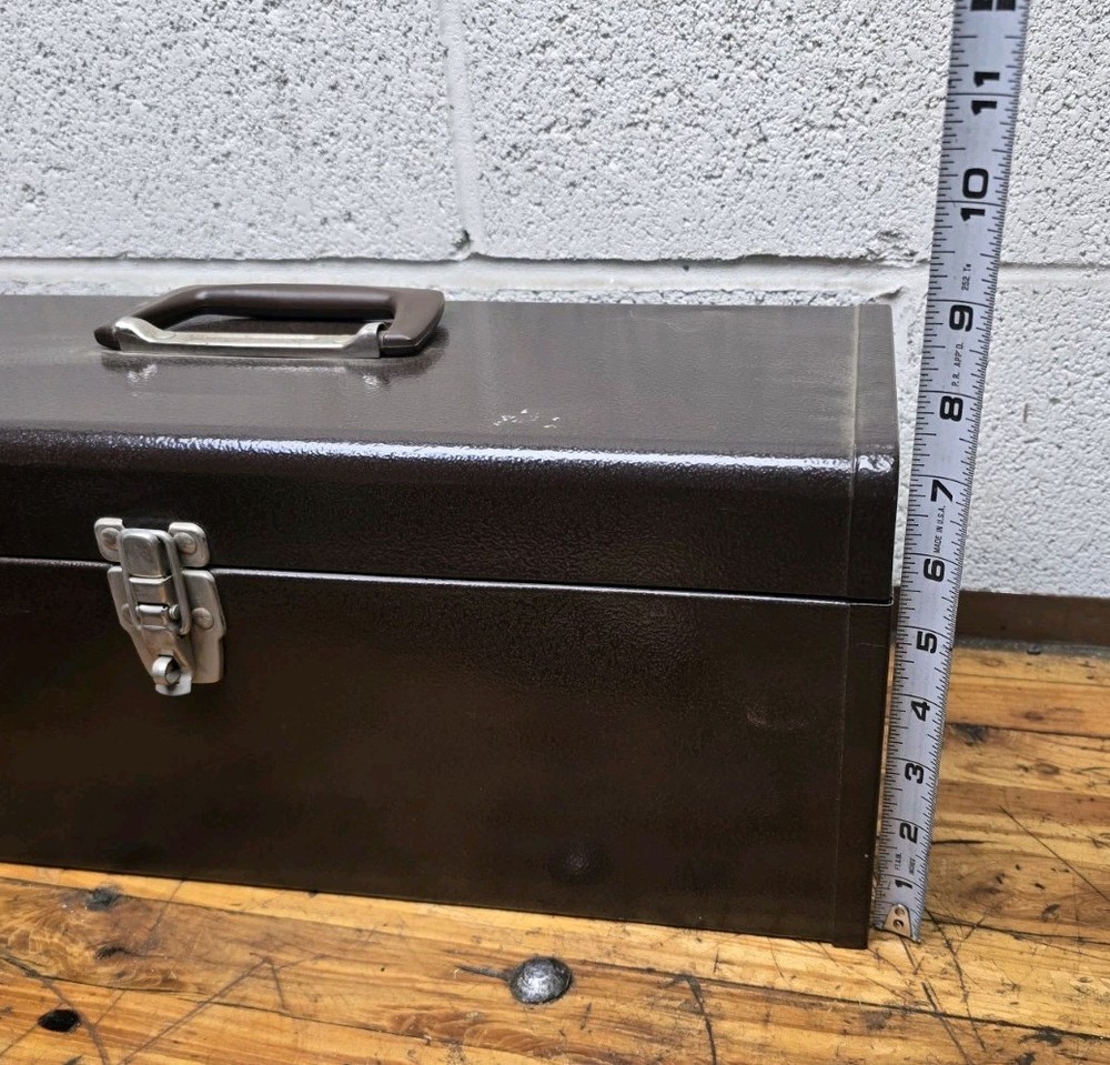 NEW Metal Brown Tool Box With Tray
