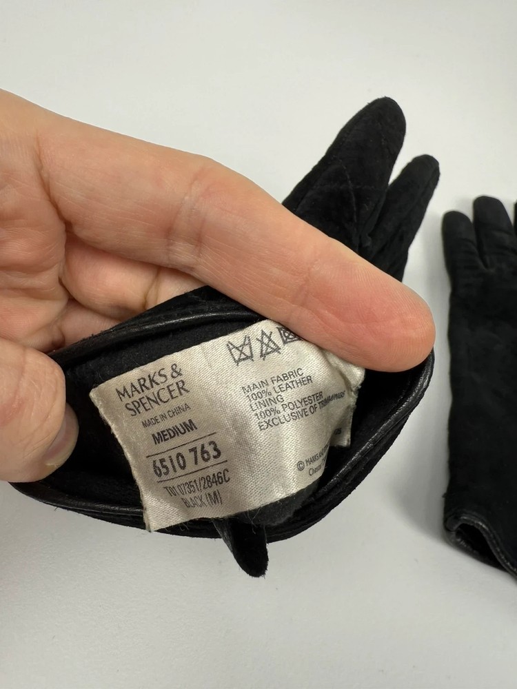 Marks & Spencer Leather Gloves Nubuck Quilted size M