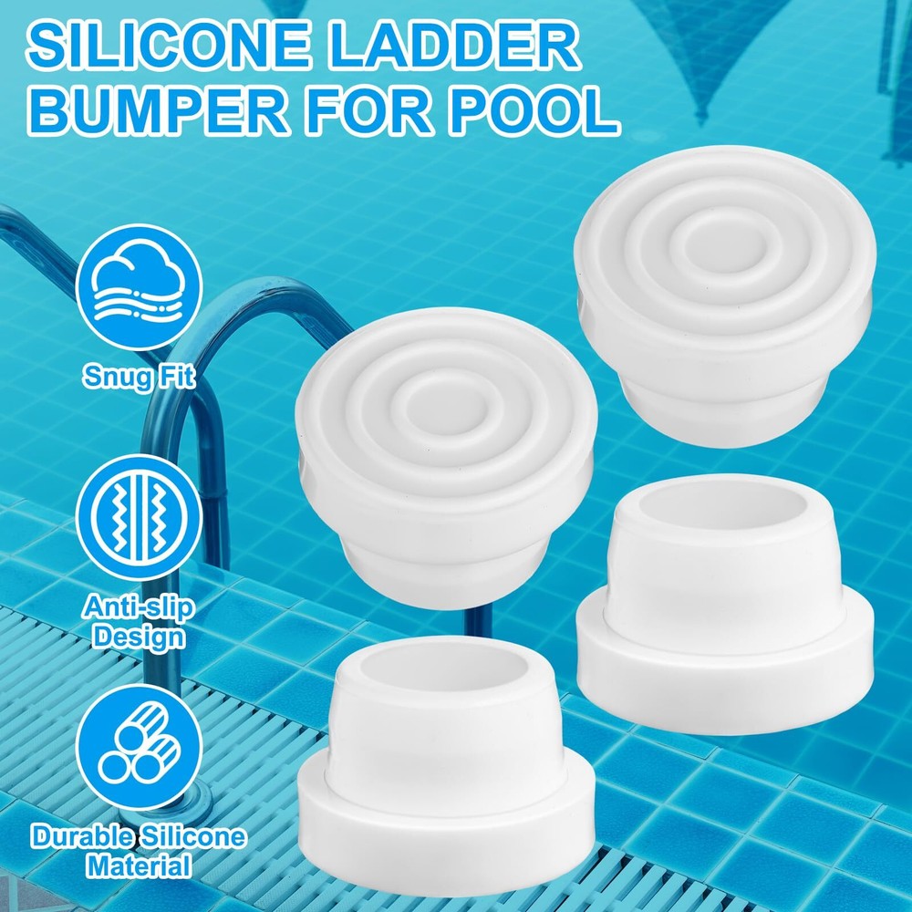 4 Pack Pool Ladder Bumpers for Inground Pool Inside Pool Ladder Silicone End ...