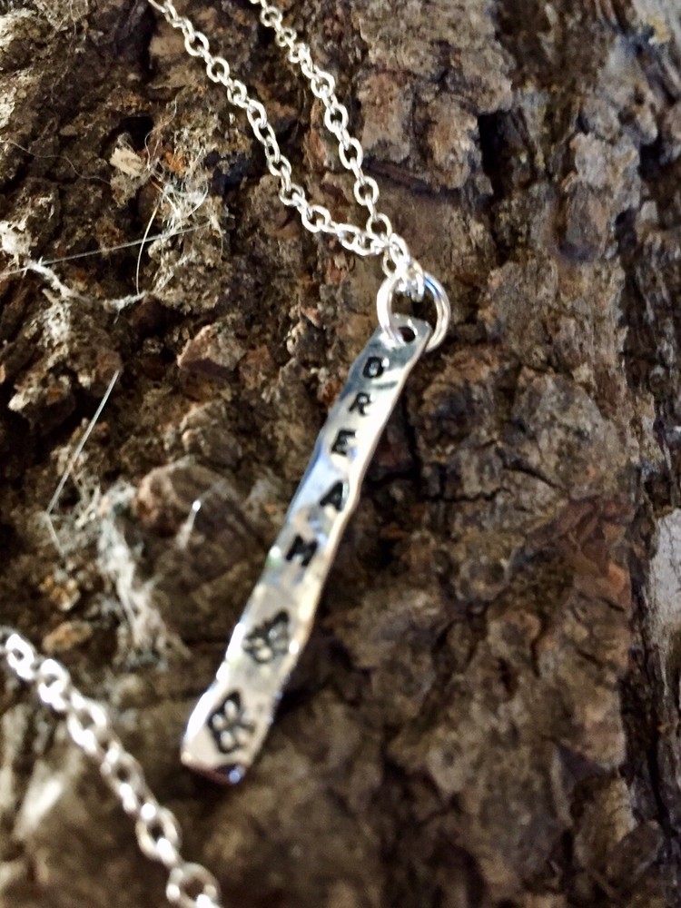 Slim Bar Dream Stamped Necklace
