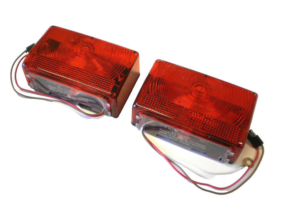Pair Box Stop Turn Tail Trailer Lights J-70 J70-L RV Camper Boat Left & Right