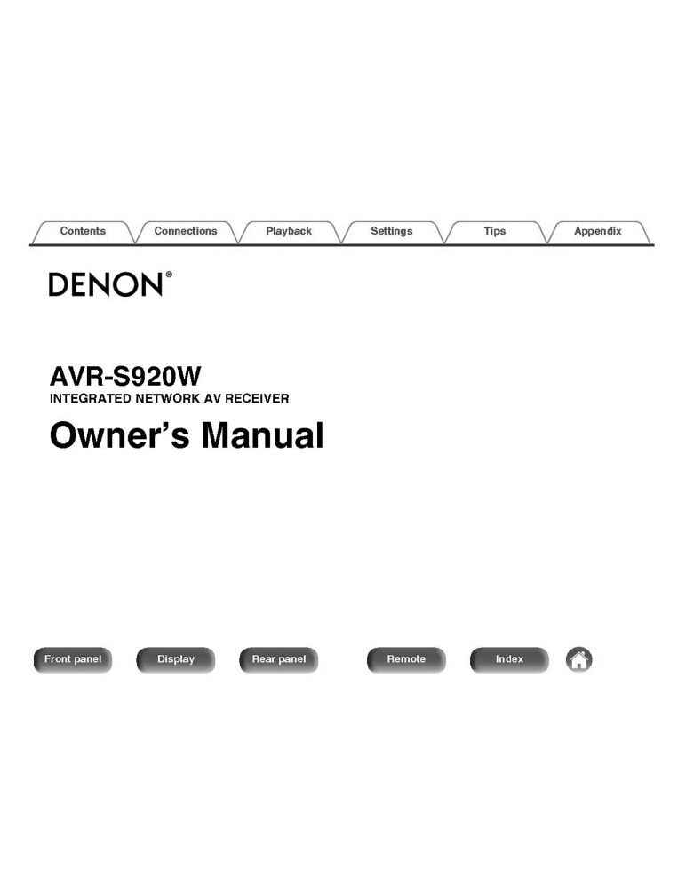 Denon AVR-S920W Receiver Owners Instruction Manual