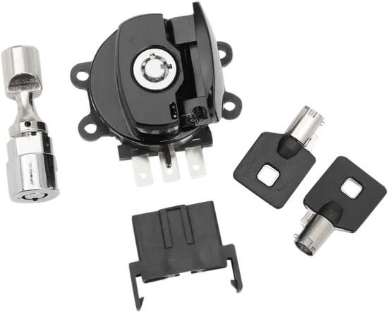 DS Ignition Key Switch w Fork Lock Black Harley Dyna Super Glide 96-10