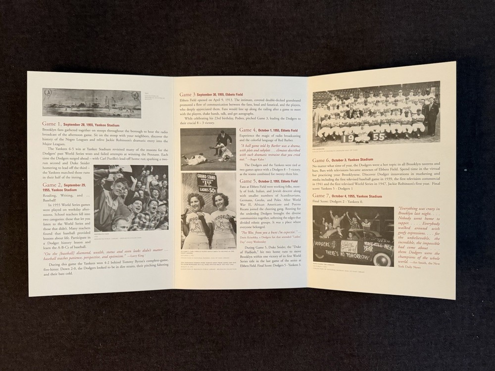 Dodgers Do It ! Celebrating Brooklyn’s 1955 Big Win - Program from 2005 Exhibit