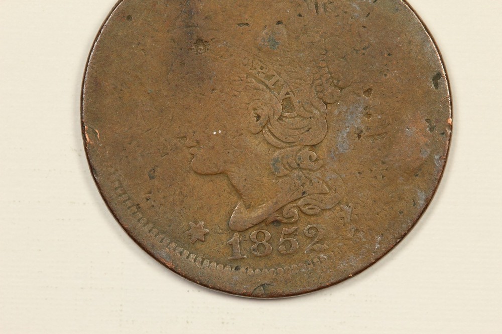 1852 Braided Hair Large Cent Brockage Error