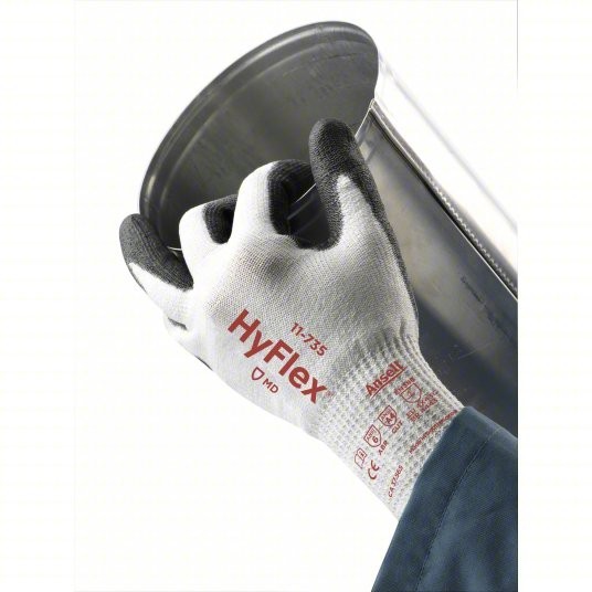 6 Pair Medium HyFlex® 11-735 Size 8, ABR 6, A4 Cut Resistant Gloves Polyurethane