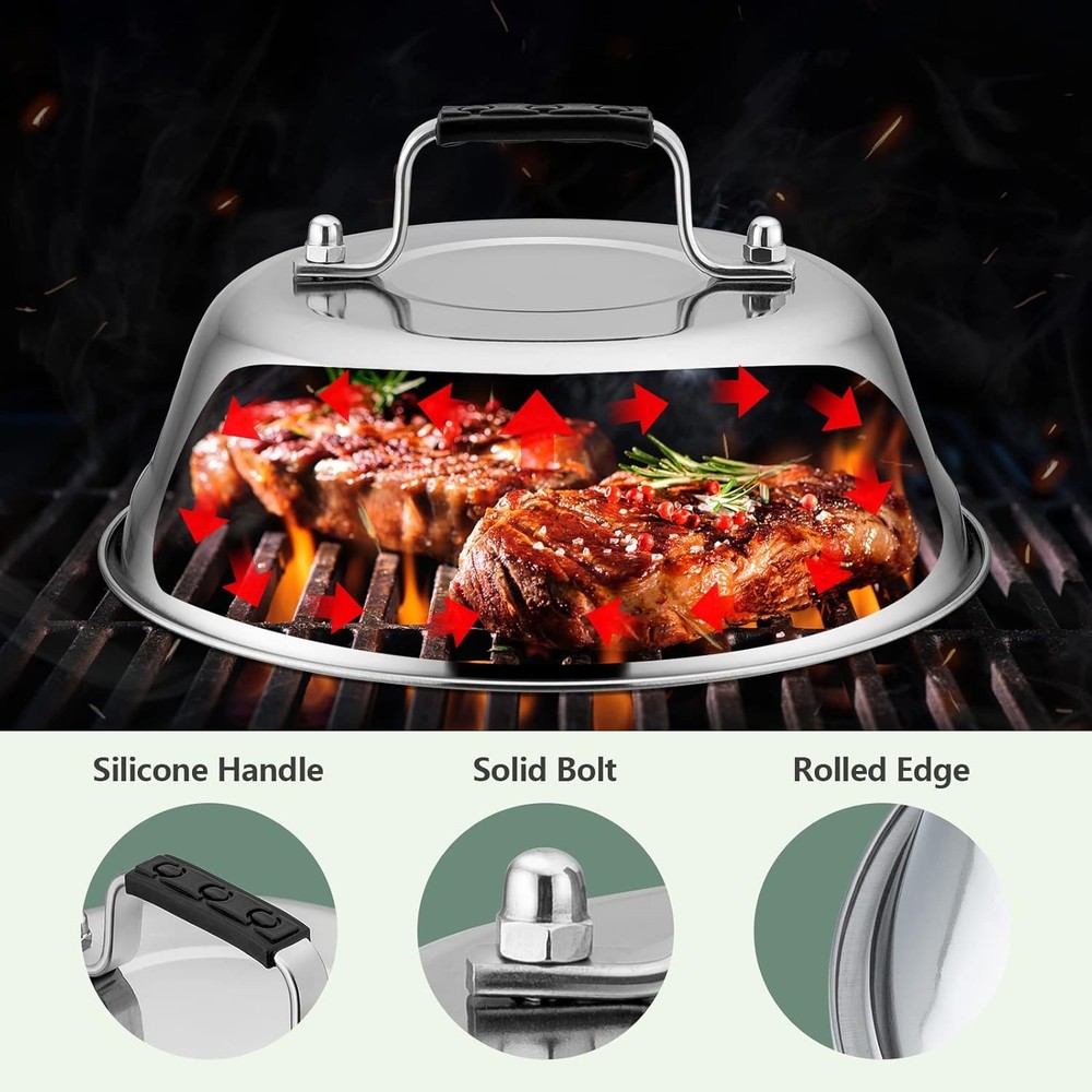 3 PCS BBQ Blackstone Basting Covers Large Rectangular Basting Cover & Round Dome
