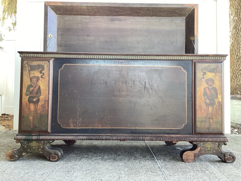 Antique Hand painted Cedar Blanket Chest