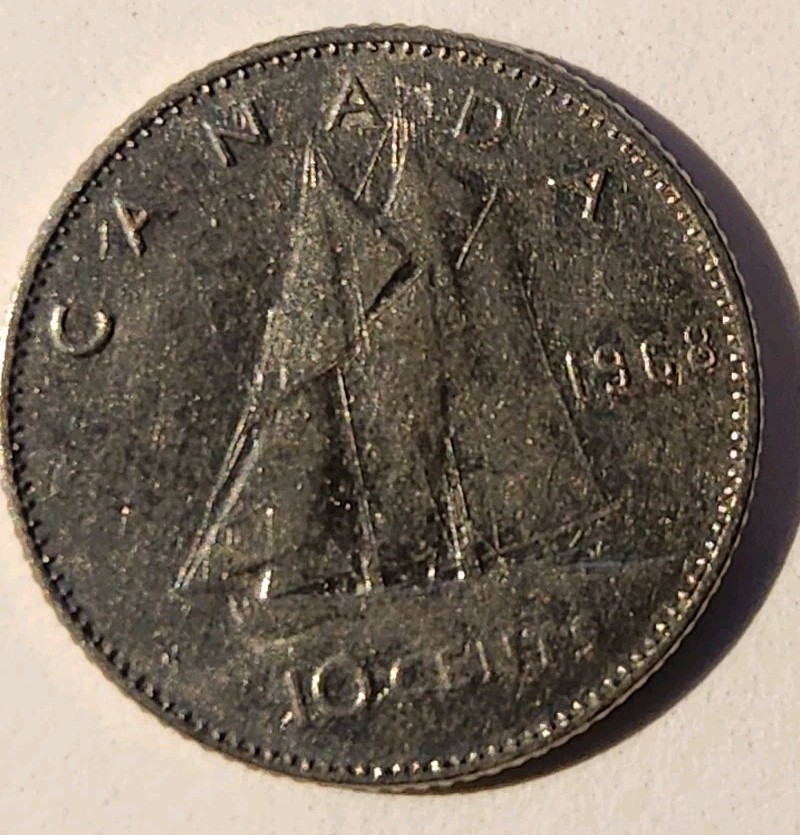Old Coin  1968 Canada Dime
