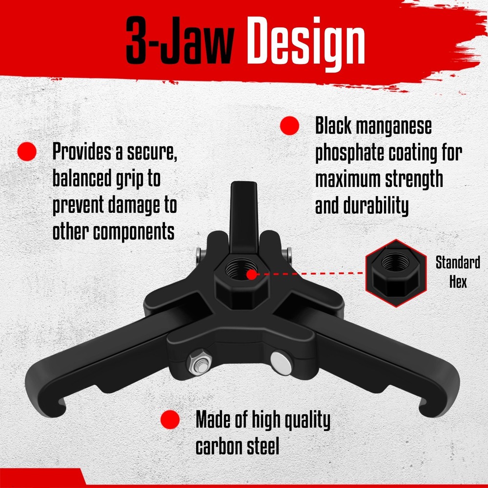 Heavy Duty Adjustable 3 Jaw Pulley Puller Tool Harmonic Balancer Puller Set