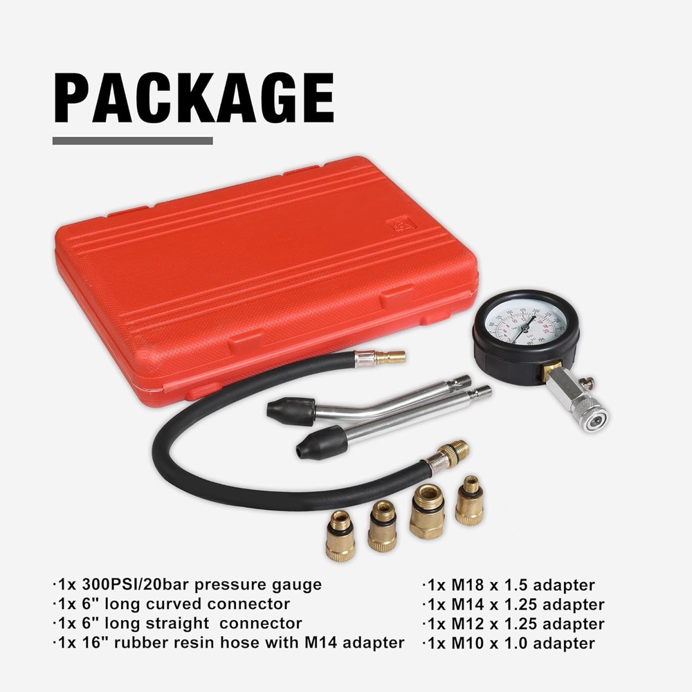 Engine Cylinder Compression Gauge Tester Kit Gas Engine Diagnostic Testing Tool.