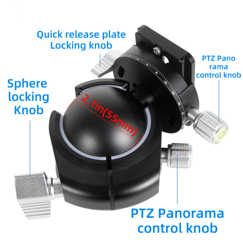 55mm Low center gravity tripod panoramic head With Quick Release Plate for DSLR