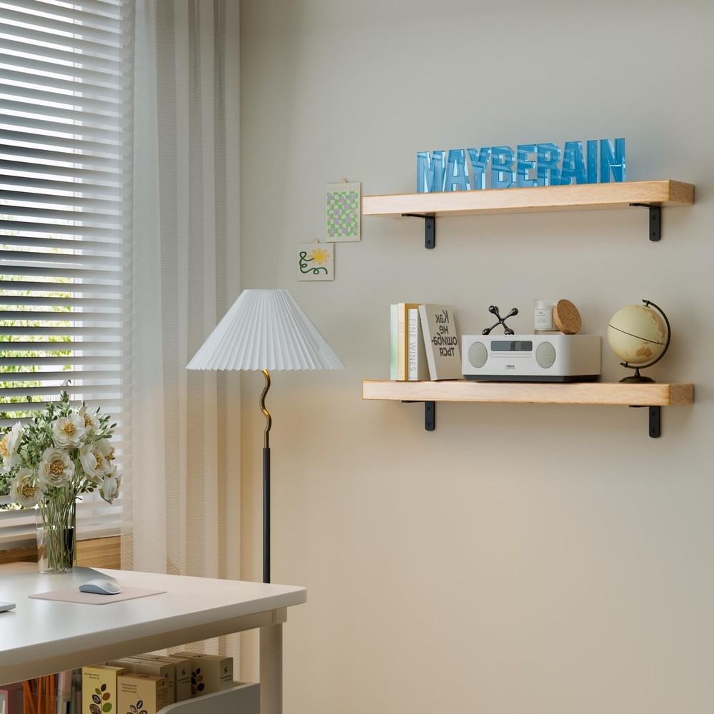 4Pcs Shelf Brackets, Black 4inch Floating Shelf Bracket, Wall Mounted Support...