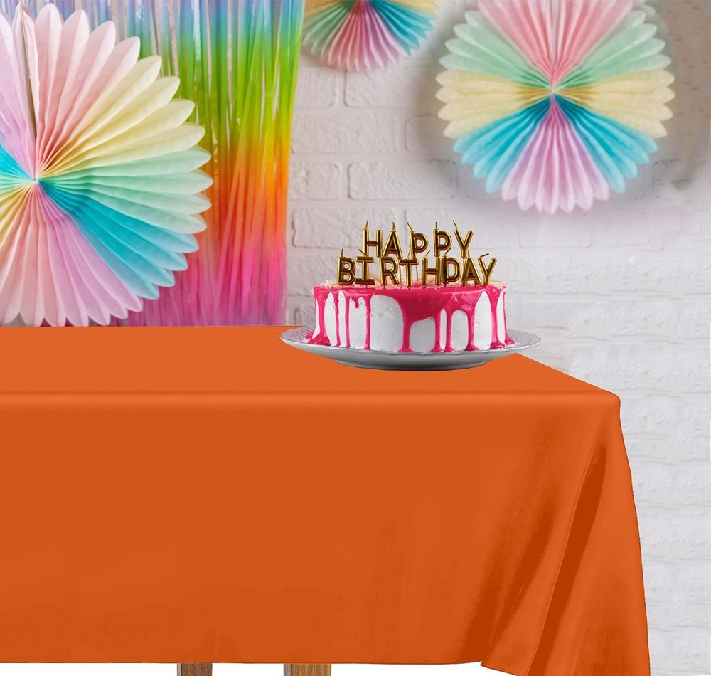 DecorRack 2 Rectangular Tablecloths BPA-Free Plastic, 54 x 108 2 Pack, Orange