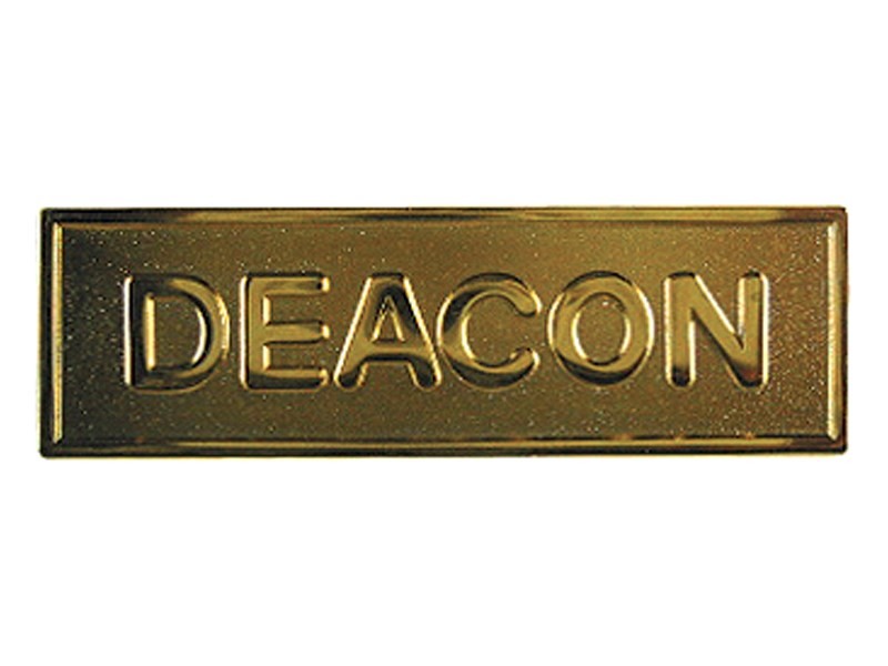 Badge-Deacon-Pin Back-Rectangle-Brass