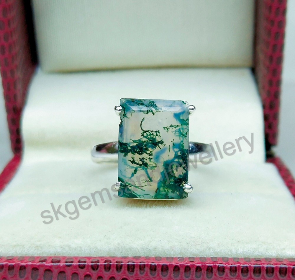 Moss Agate Ring 925 Sterling Silver Ring Gemstone Ring Fine Ring All Size