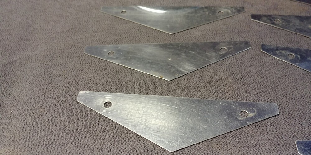 15 1940s Triangle Backplate Cabinet Door Drawer Handle Pull Hardware Lot