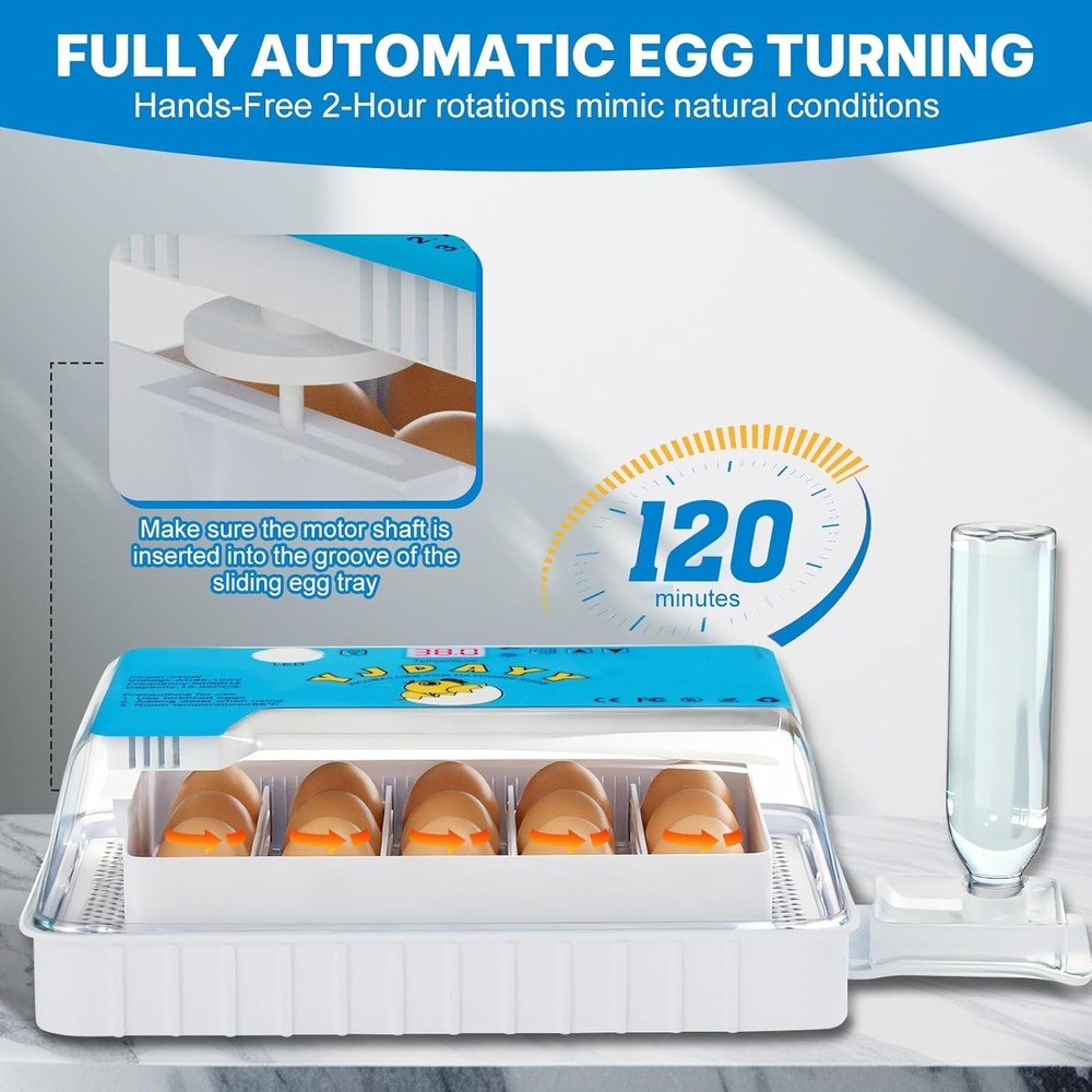 Eggs 15-35 Eggs Incubator with Automatic Egg Turning and Temperature Humidity...