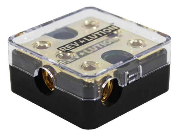 GOLD Ground Distribution Block Three 4 GA Wire Inputs Three 4GA output US