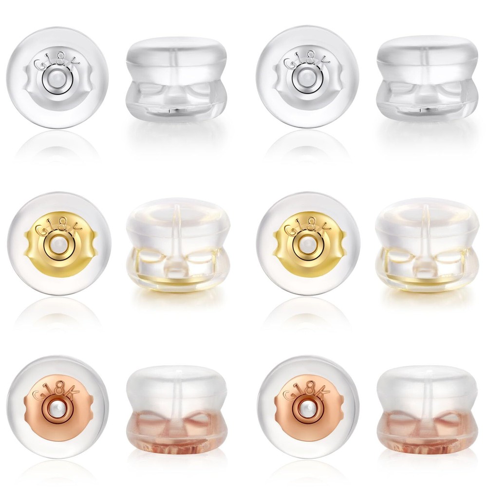 Earring Backs,18K Gold Silicone Earring Backs for Studs/Droopy Ears,Locking S...