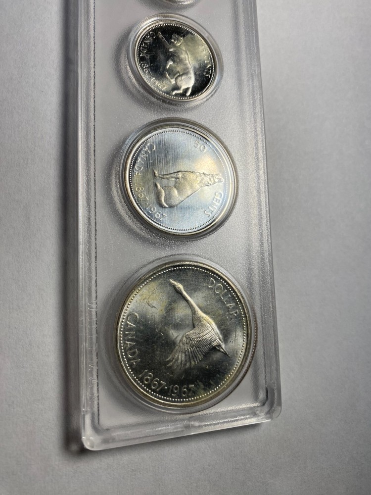 CANADA six SILVER coin set 1967 in plastic holder
