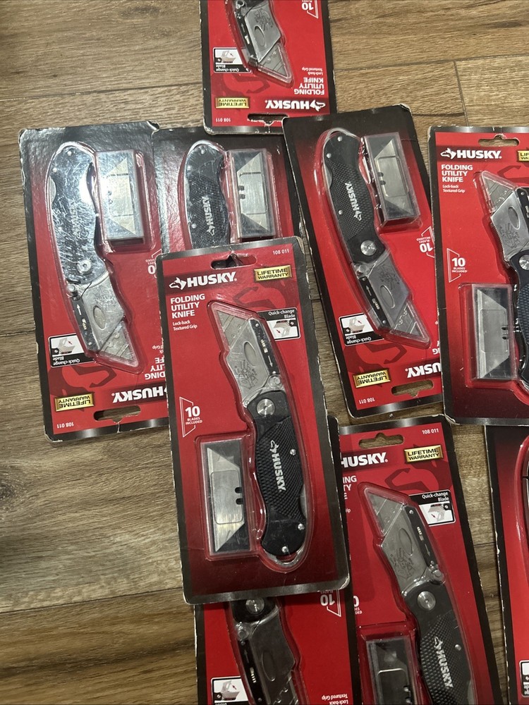 Husky Folding Utility Knife Lock Back Textured Grip #9 Total