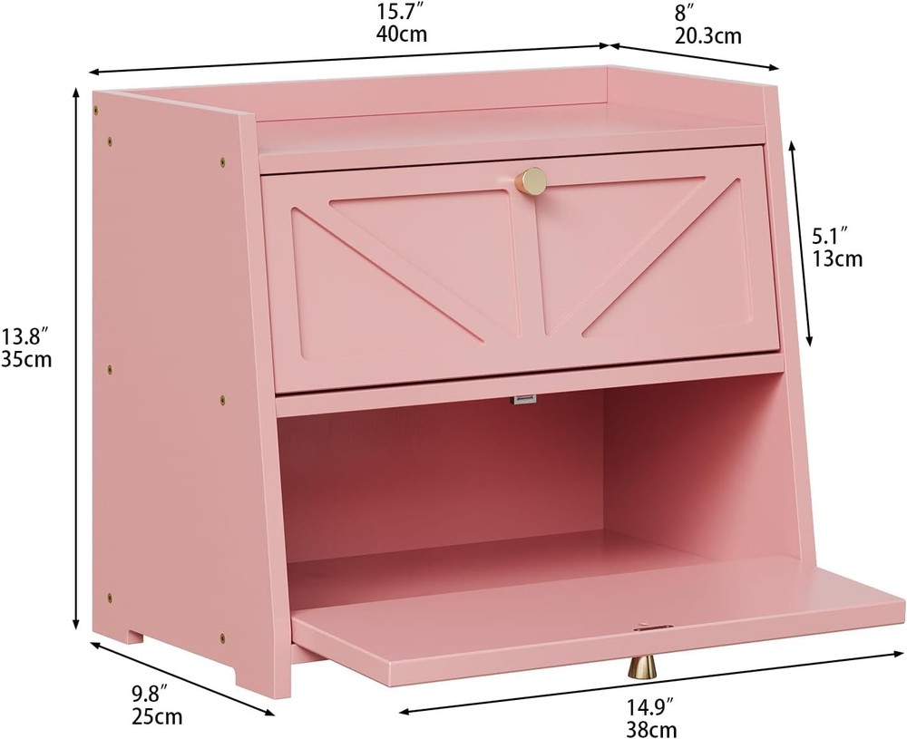 Retro double-layer bread box, suitable for kitchen countertops (pink)