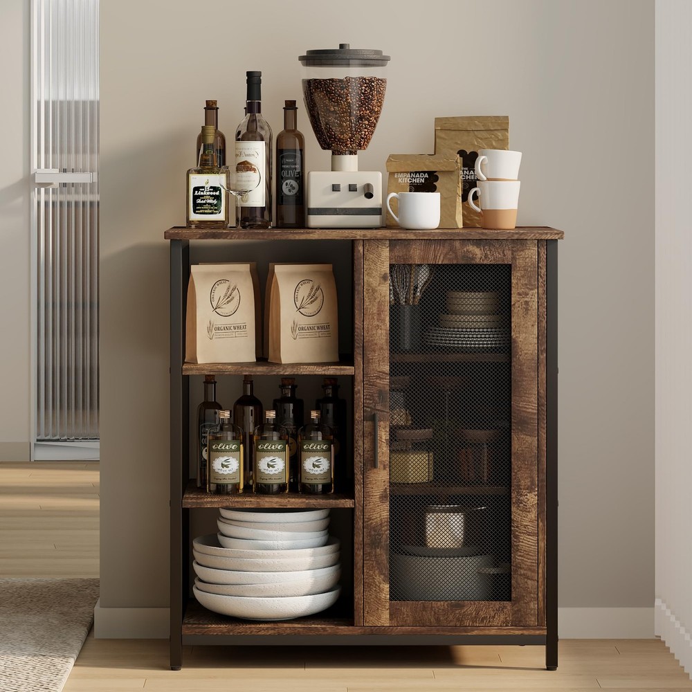 Mini Coffee Bar Cabinet with Storage, 27.5'' Small Kitchen Bar Table, Cute Co...