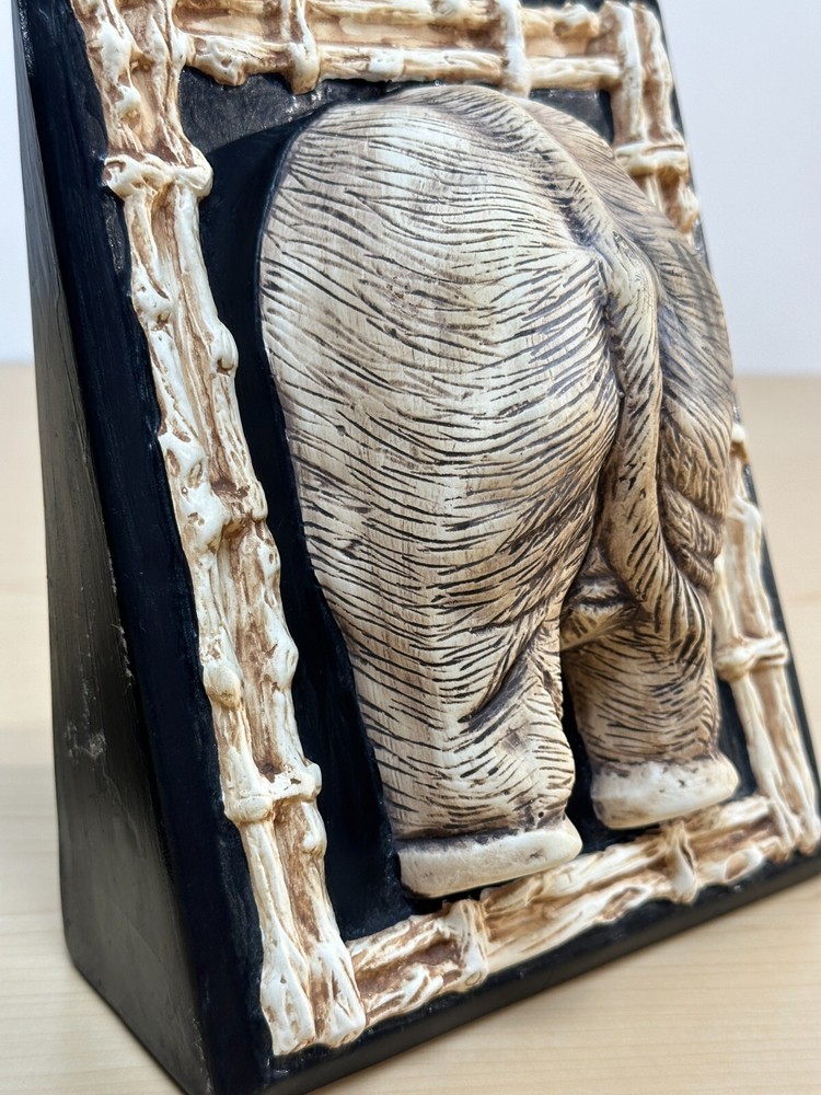 Vintage Ceramic Elephant Bookends, Hand painted, 8” tall - 2001