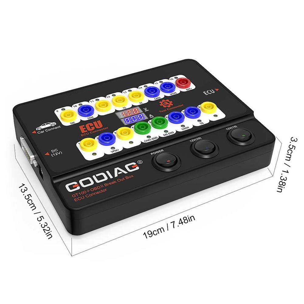 GODIAG GT100+ Pro OBDII Breakout Box E-CU Connector Electronic Current Display