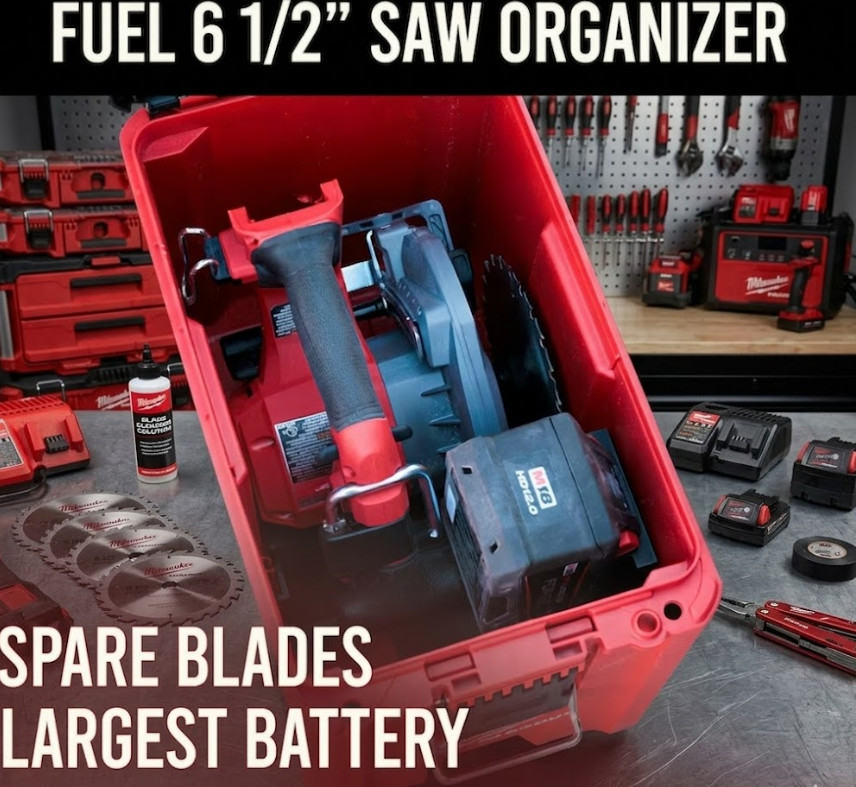 Custom 6-1/2" Power Saw Storage Insert for Compact Modular Toolbox Organizer