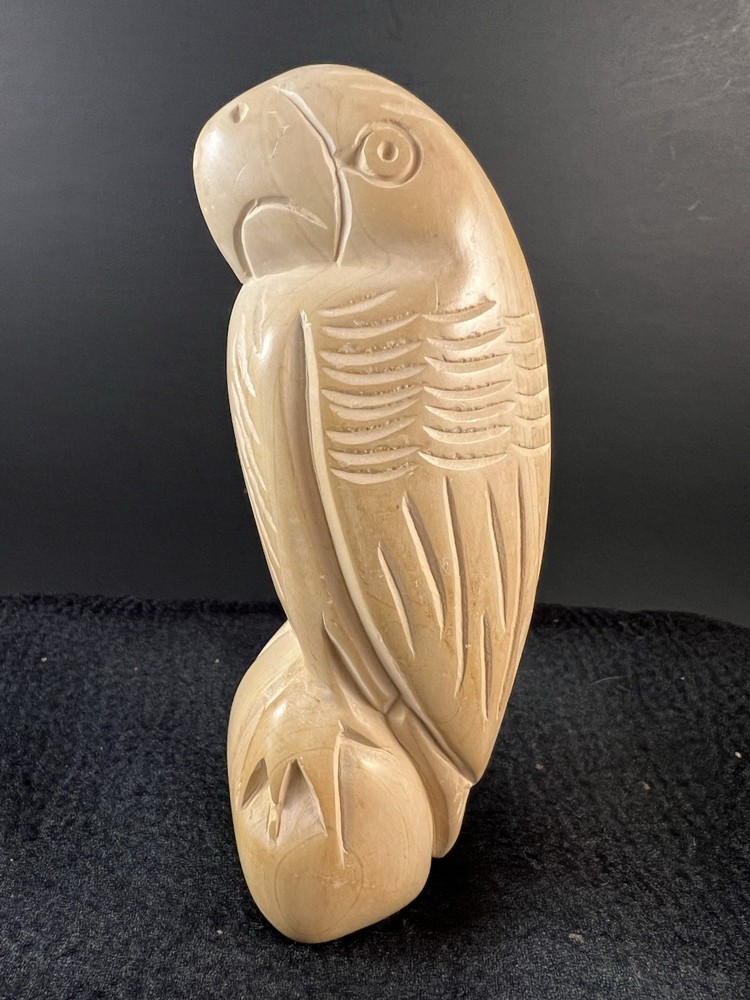 Hand-Made Carved Soapstone Parrot Sculpture