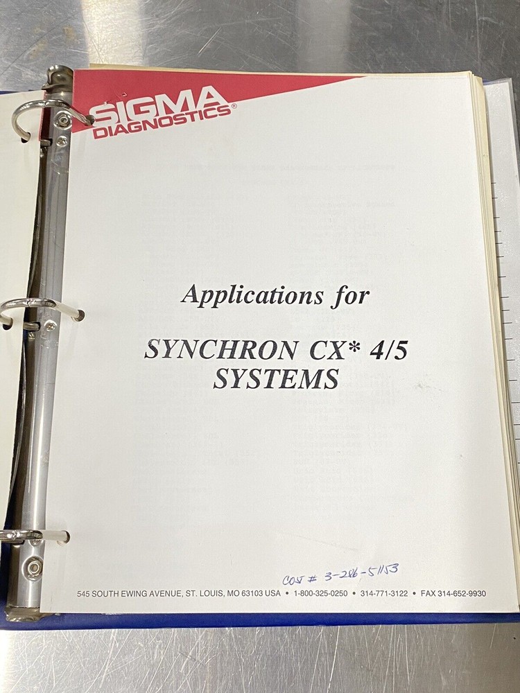 Beckman Synchron CX 4/5 Blood Chemistry Analyzer- Users Guide / Instruction Book