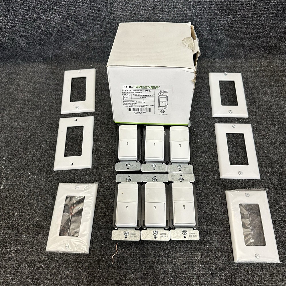 TOPGREENER 6 pack TDOS5-KM-W6P-FF Occupancy / Vacancy Motion Sensor Light Switch
