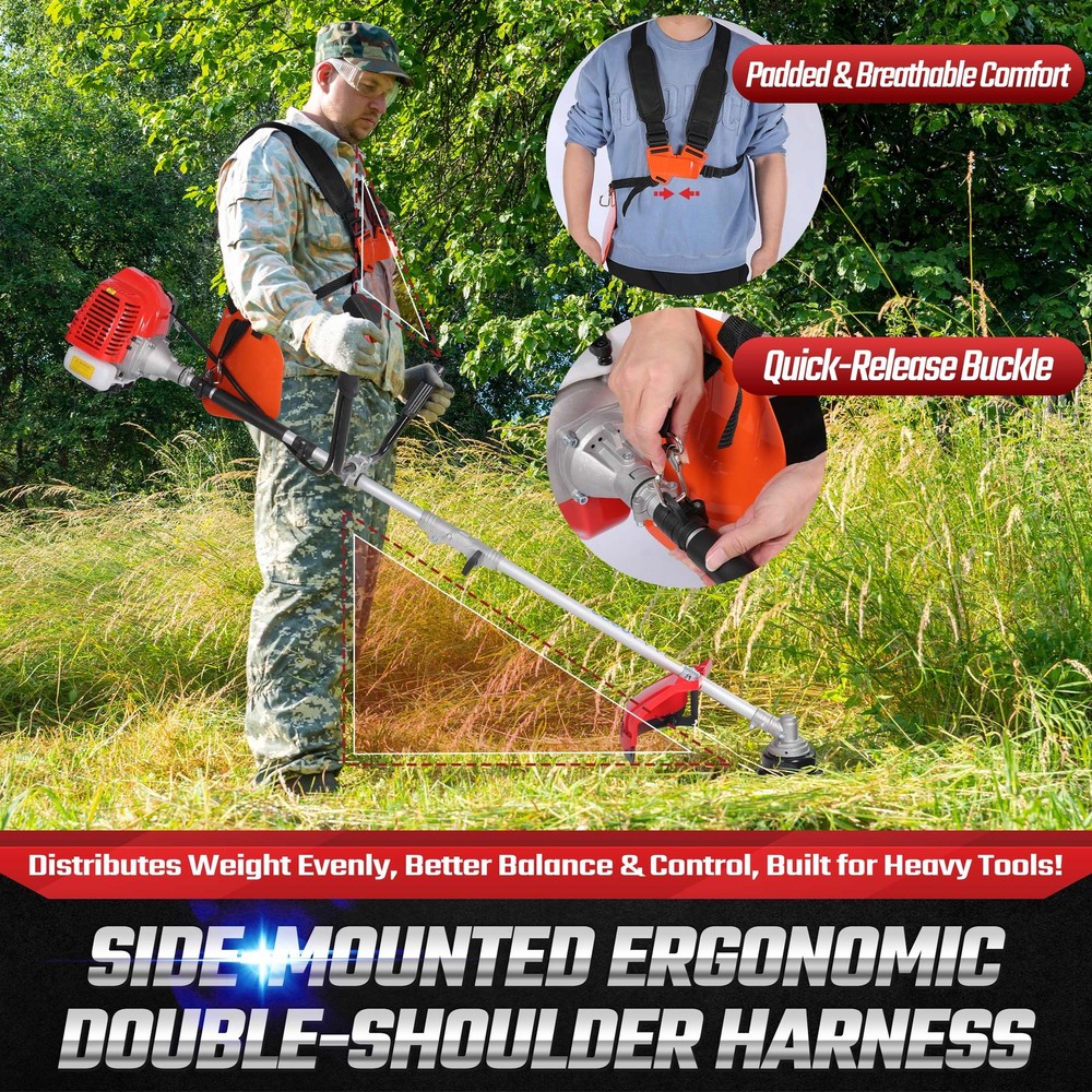 3-in-1 Weed Wacker Gas 52cc 2-Cycle Cordless String Trimmer Grass Weed Eater