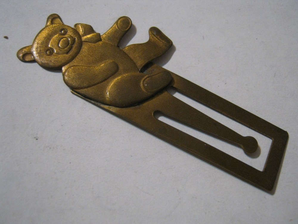 Cute Brassy TEDDY BEAR 3.25" Bookmark