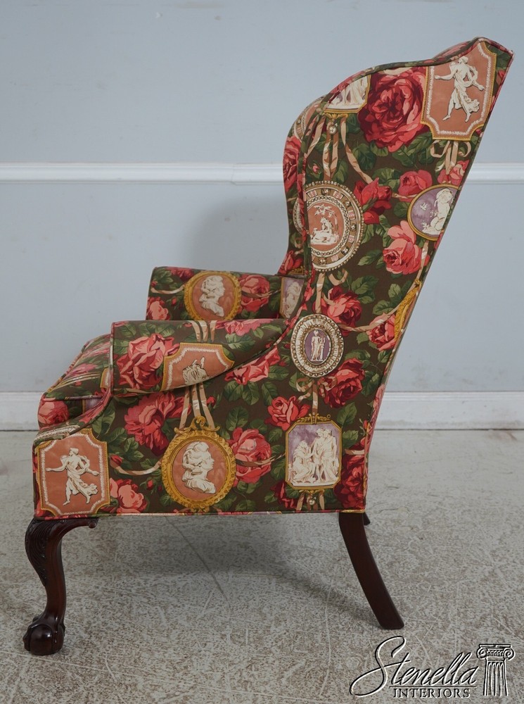 67700: KINDEL Mahogany Chippendale Style Wing Chair