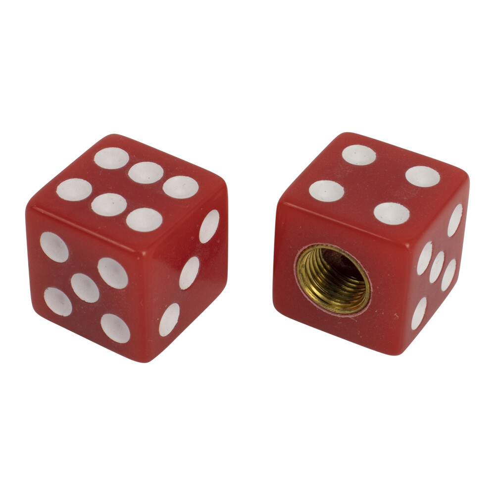 PRO+ DICE VALVE CAPS SCHRADER VALVE RED